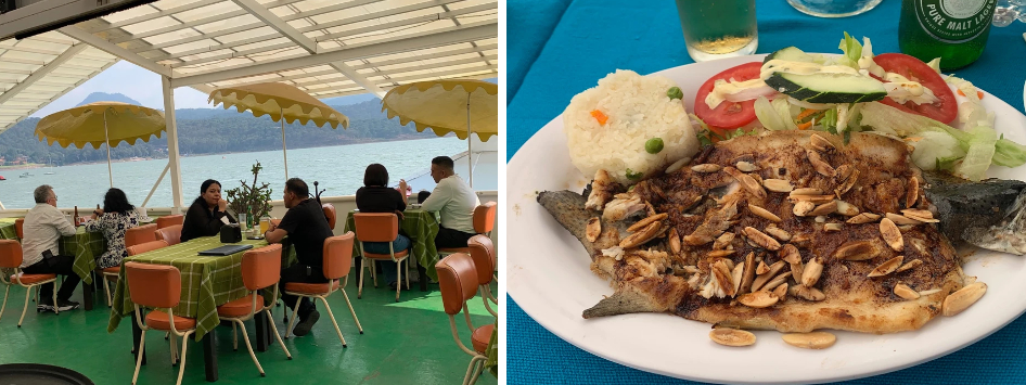 Seguimos teniendo pescado del lago, pero también ofrecemos platillos de alta cocina. Lo importante es que los visitantes no solo vengan a comer bien, sino a disfrutar del paisaje. El plus de este lugar es la vista: estás literalmente flotando sobre el lago