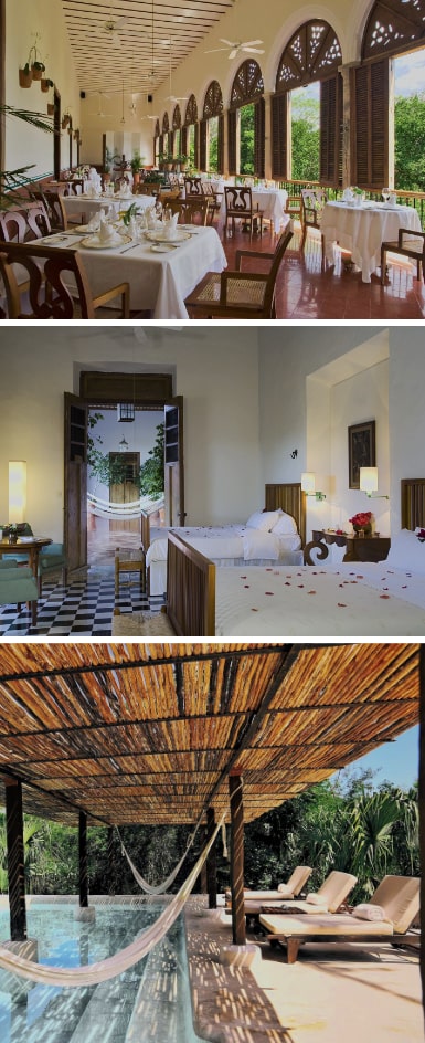 Hacienda Xcanatún – Mérida
Ubicada a pocos minutos de la ciudad, esta hacienda del siglo XVIII destaca por su diseño sobrio y elegante, y una oferta gastronómica de alto nivel.