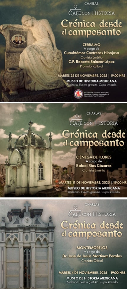 El ciclo Crónica desde el camposanto busca reflexionar sobre el valor histórico y cultural de los panteones, espacios que muestran la manera en que los nuevoleoneses han afrontado la muerte y, al mismo tiempo, han celebrado la vida a través de la memoria de sus antepasados.